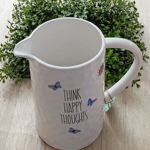 Ceramic Colorful Butterfly Pitcher Think Happy Thoughts